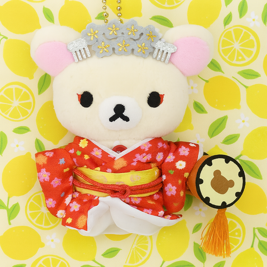 Korilakkuma Shizuka Gozen Kabuki Plush Keychain - Learning Squeezy